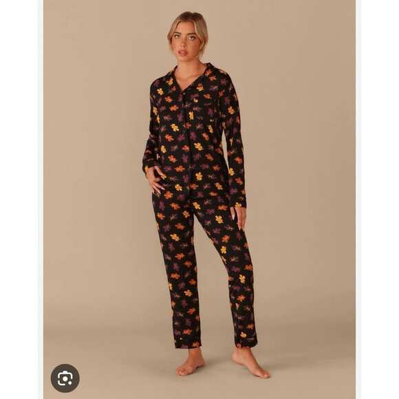Meundies fall leaves long sleeve pants pj pajama set sz 4XL